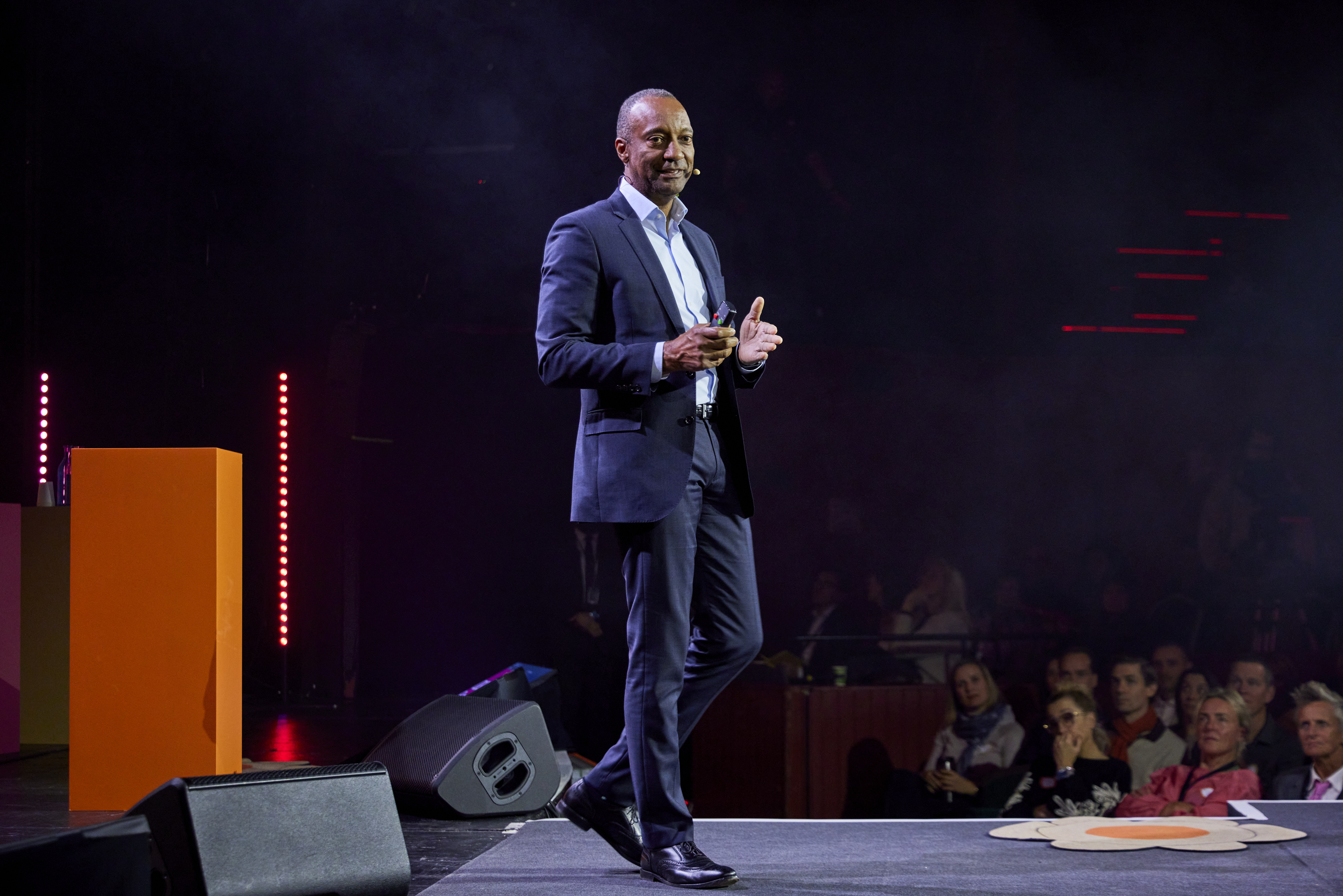 Tony Bond speaking on stage